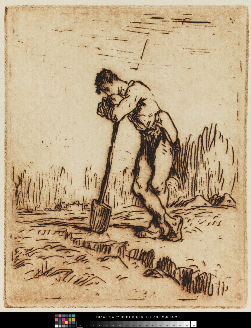 Küreğine Yaslanmış Adam by Jean Francois I Millet