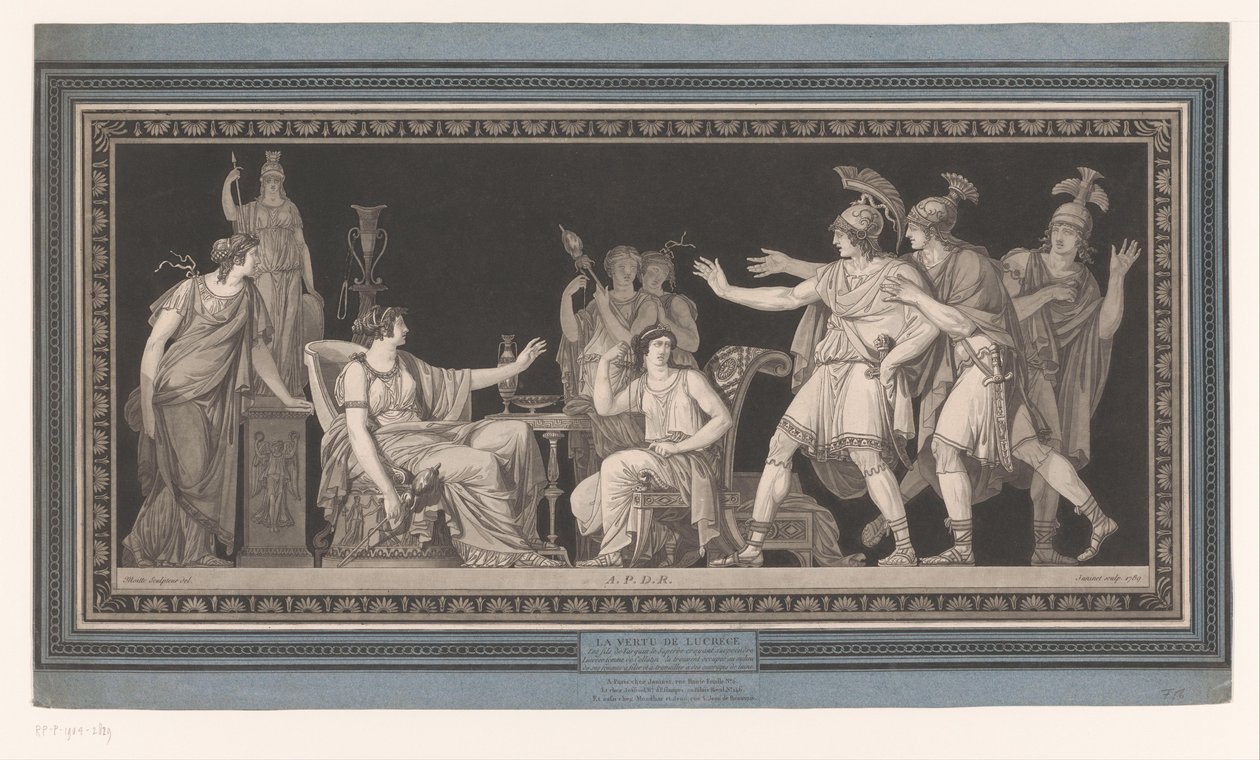 Tarquinius ve dönen karısı Lucretia La vertu de Lucréce (nesne üzerindeki başlık) by Jean Francois Janinet