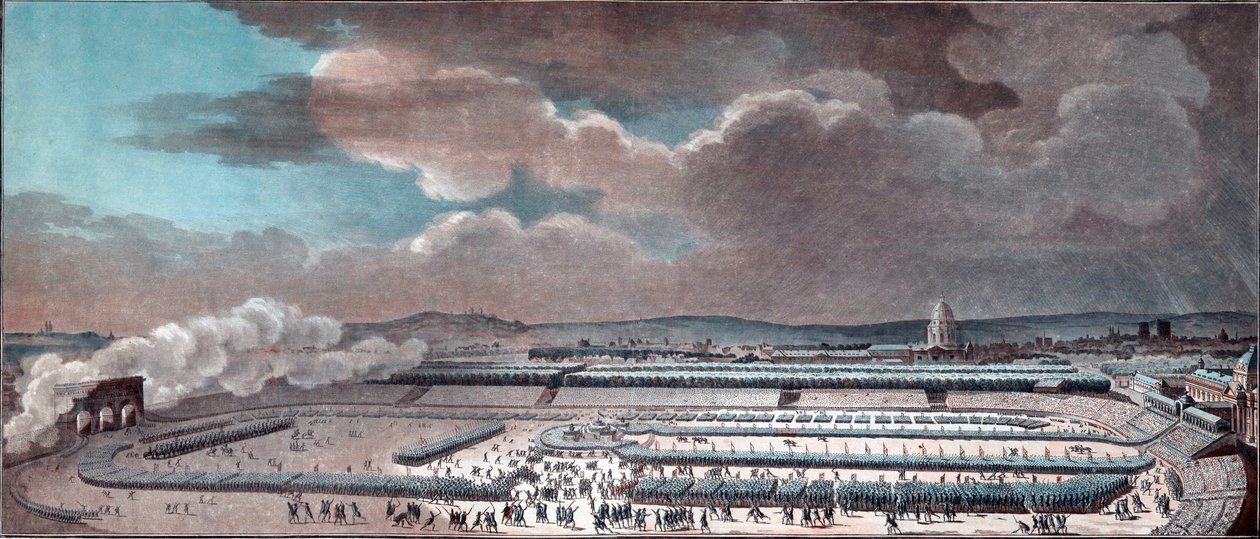Federasyon Festivali (meşruti monarşiyi kutluyor). Paris, Champ-de-Mars, 14 Temmuz by Jean Francois Janinet