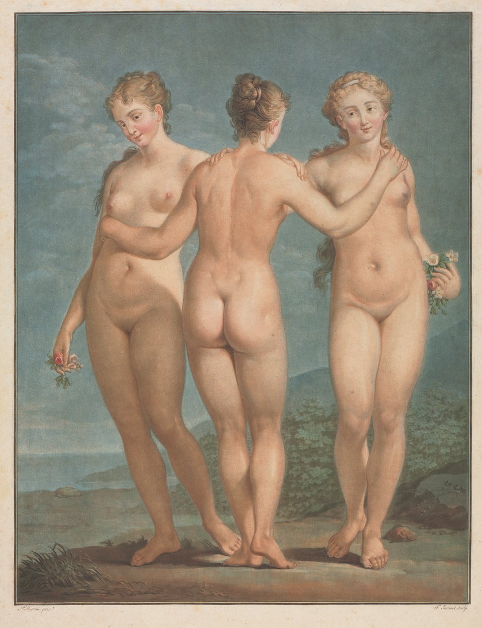 Üç Güzeller, 1786. by Jean Francois Janinet