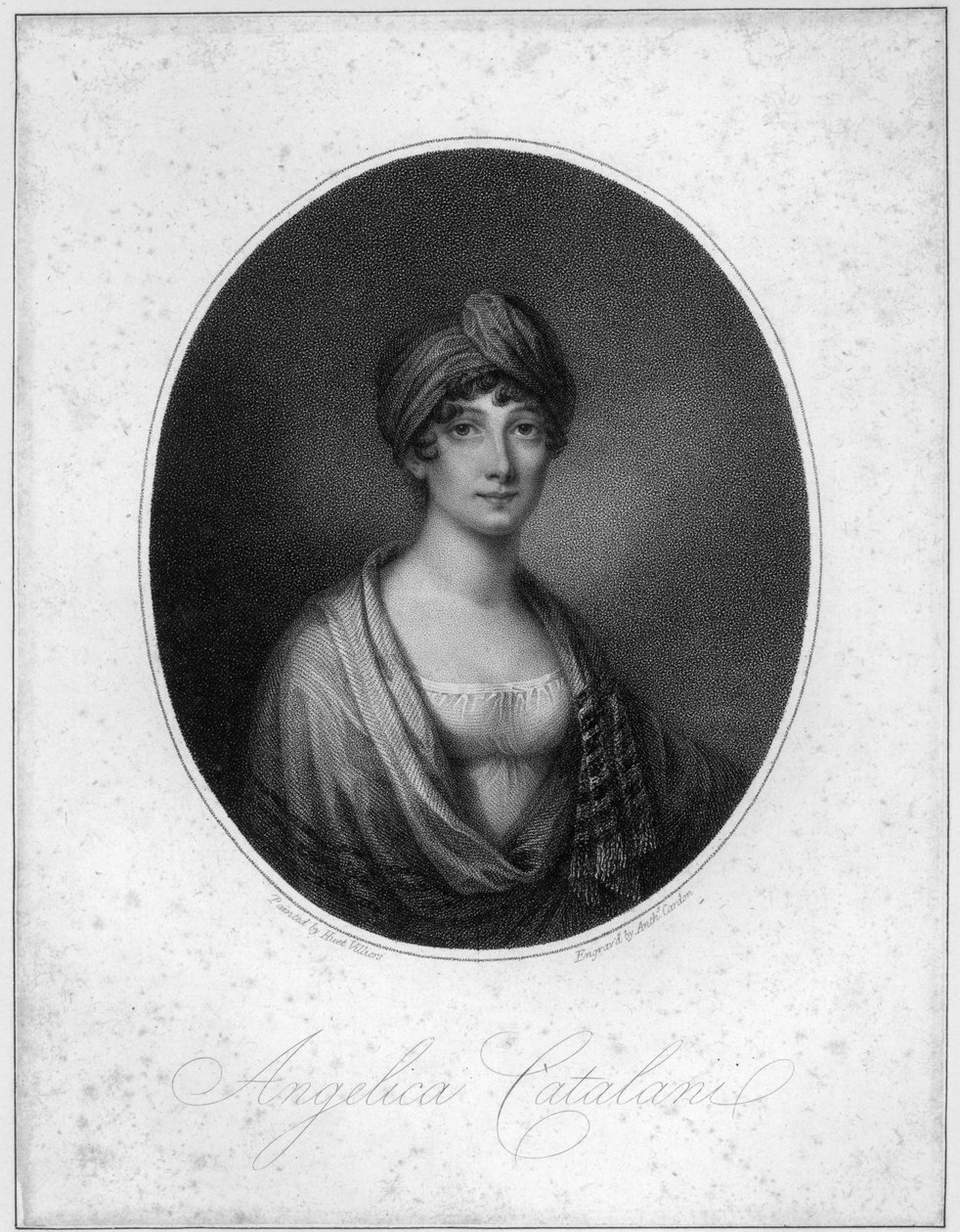 Antoine Cardon tarafından kazınmış Angelica Catalani by Jean Francois Marie Huet Villiers