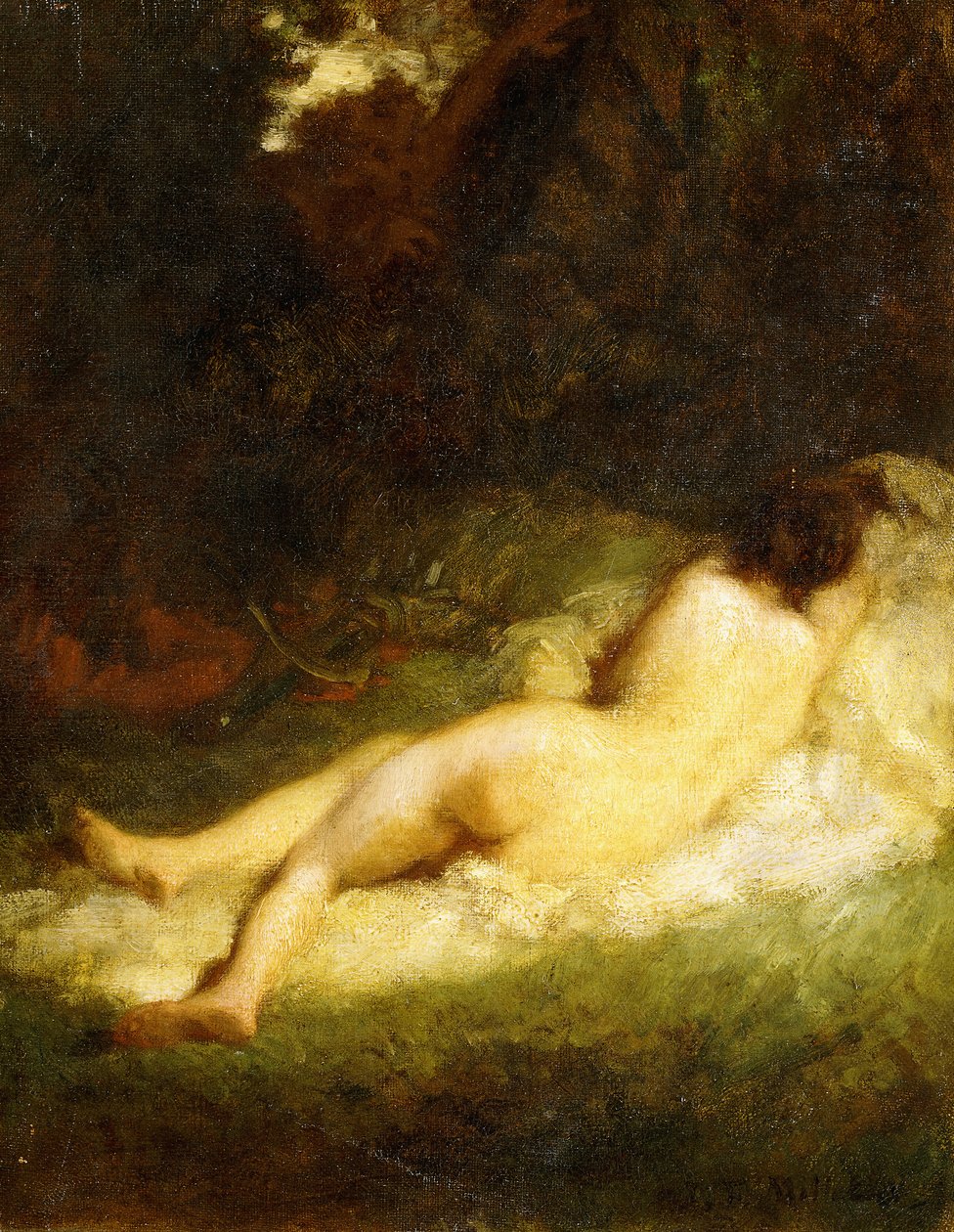 Bir Satyr Tarafından Engellenen Uyuyan Bir Peri, c.1846-47 by Jean Francois Millet