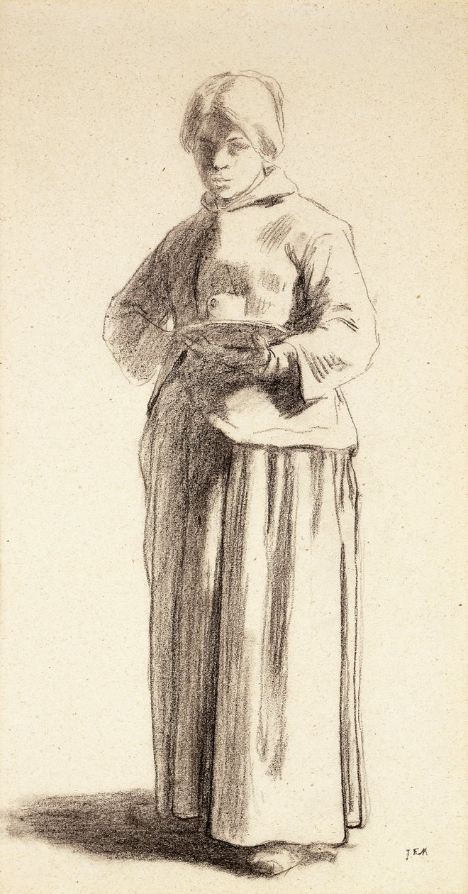 Kupa Tutan Ayakta Duran Kadın, c.1852-56 by Jean Francois Millet