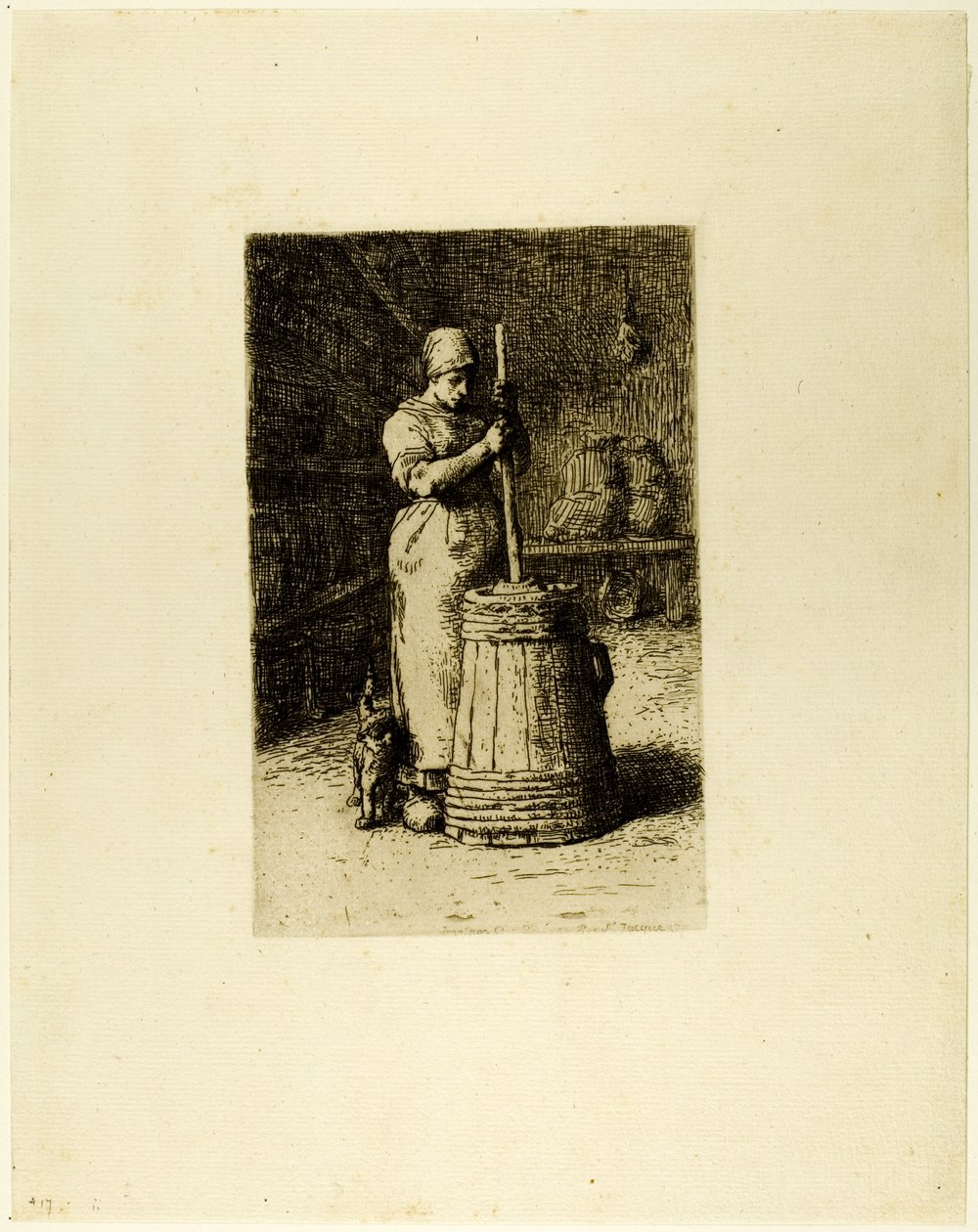 çalkalanan bir kadın by Jean Francois Millet
