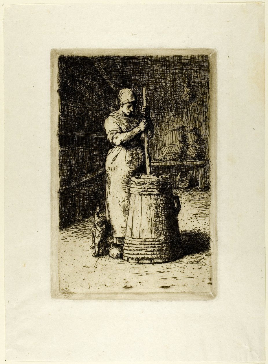 çalkalanan bir kadın by Jean Francois Millet