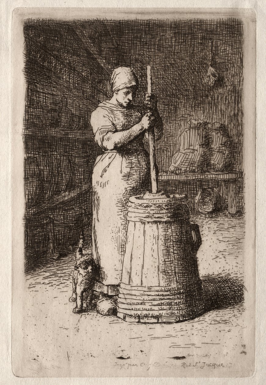çalkalanan bir kadın by Jean Francois Millet