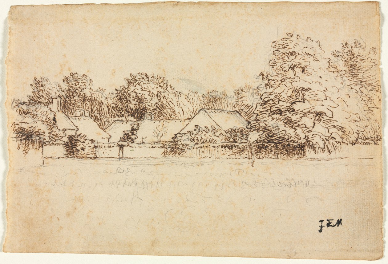 Kulübeler, 1870-1871. by Jean Francois Millet
