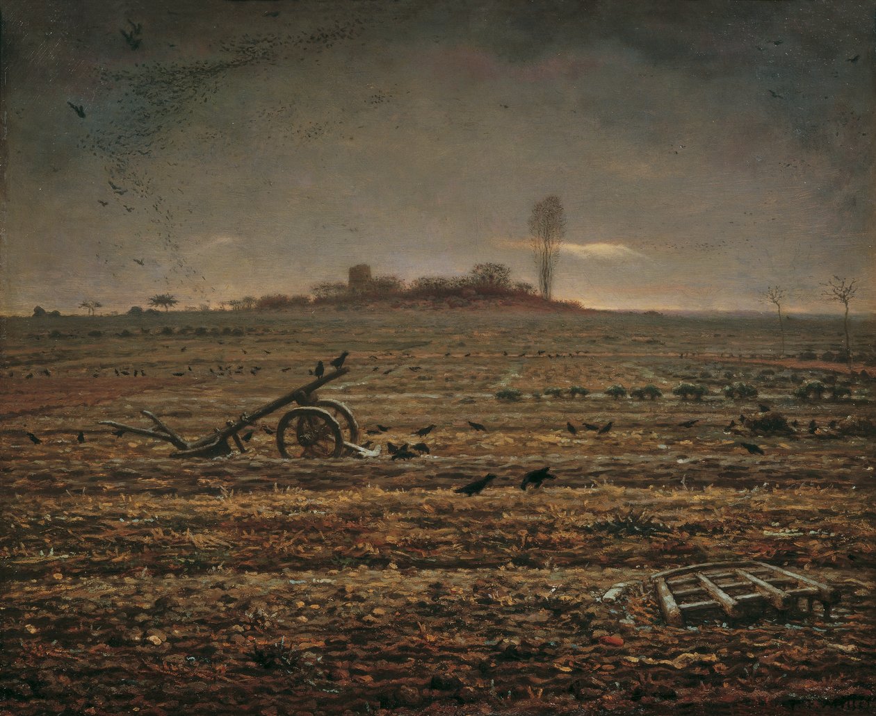 Tırmık ve sabanla Chailly ovası by Jean Francois Millet