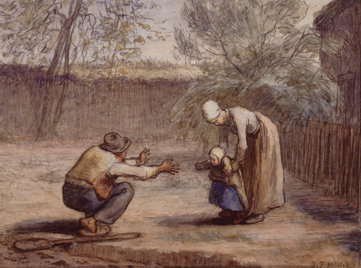 İlk Adımlar (tebeşir ve sulu boya) by Jean Francois Millet