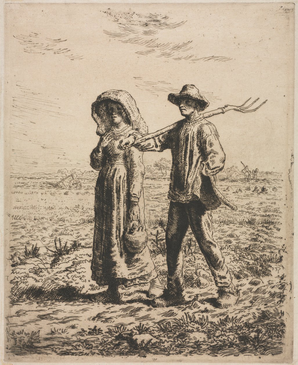 İşe gidiyor. by Jean Francois Millet