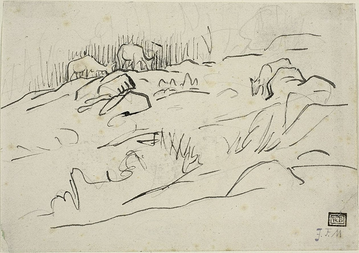 Sığır ile manzara by Jean Francois Millet