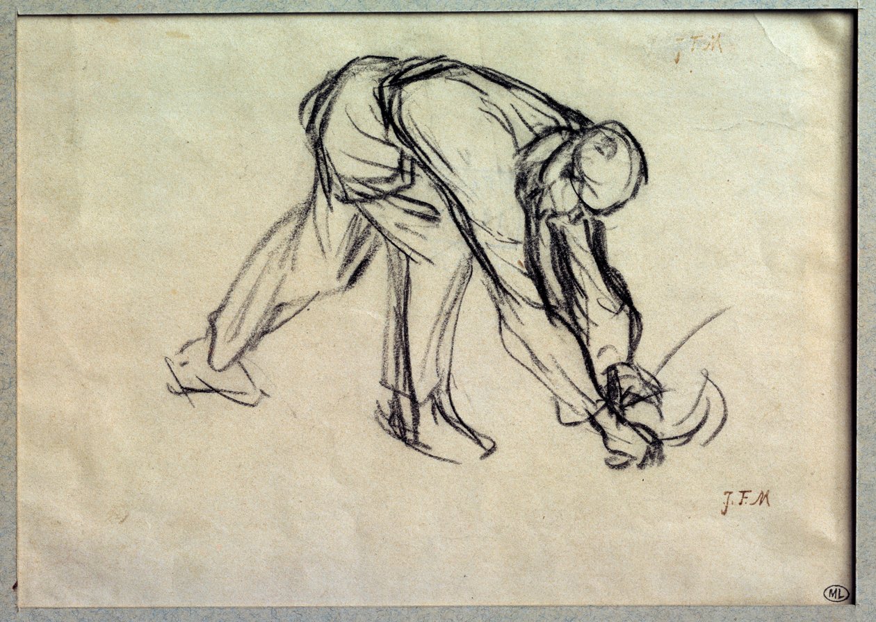 Jean François Millet (1814-1875) tarafından hazırlanan Le reap hazırlık çizimi 19. yüzyıl Paris, Musee du Louvre by Jean Francois Millet