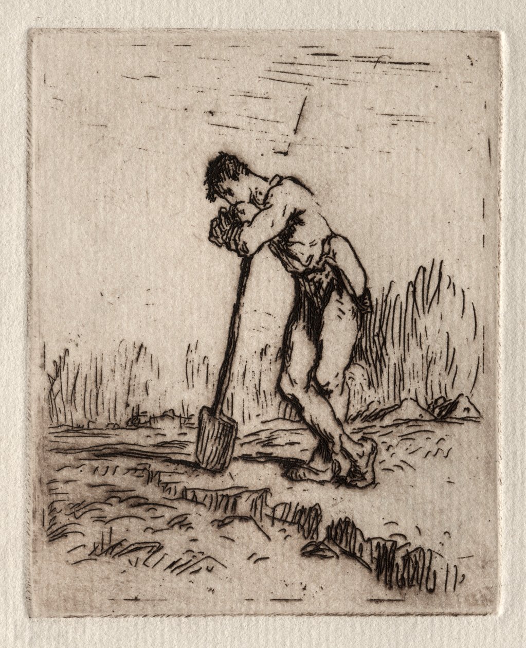 Maça Yaslanmış Adam by Jean Francois Millet