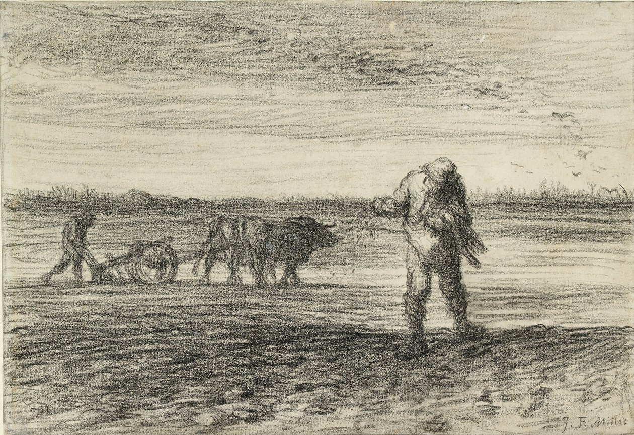 Çiftçilik ve başka bir ekim, 1849-1852 by Jean Francois Millet