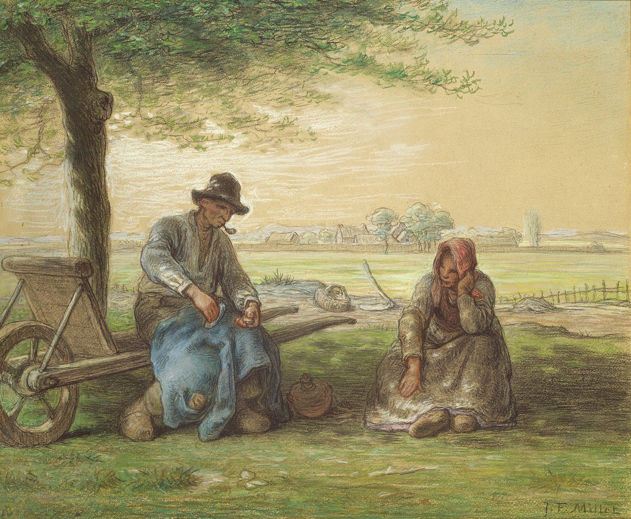 Dinlenen Köylüler, c.1866 (kağıt üzerine kurşun kalem ve pastel) by Jean Francois Millet