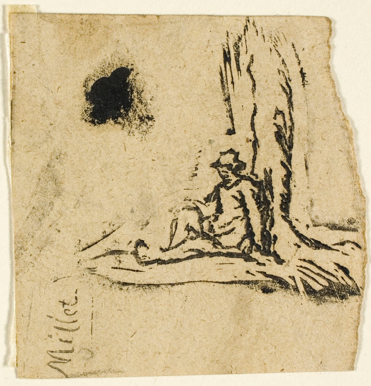 Eskizler, Parça: Bir Ağacın Dibinde Oturan Köylü by Jean Francois Millet
