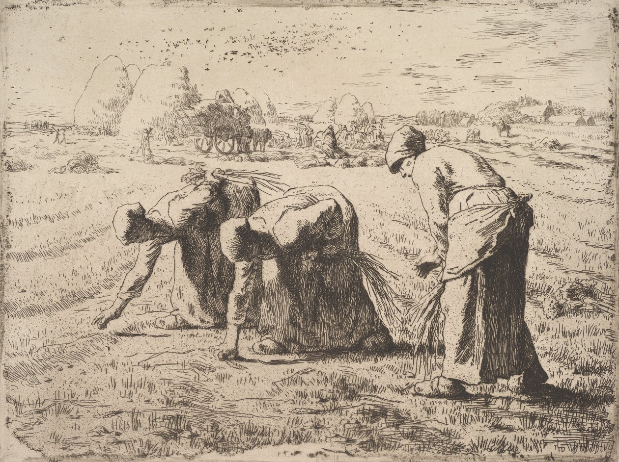 The Gleaners, c.1855-56 (chine colle üzerine gravür) by Jean Francois Millet