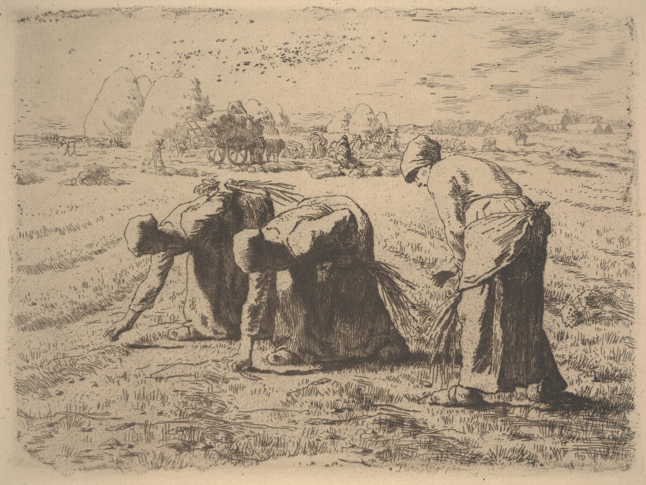 Gleaners, c.1855 (gravür) by Jean Francois Millet