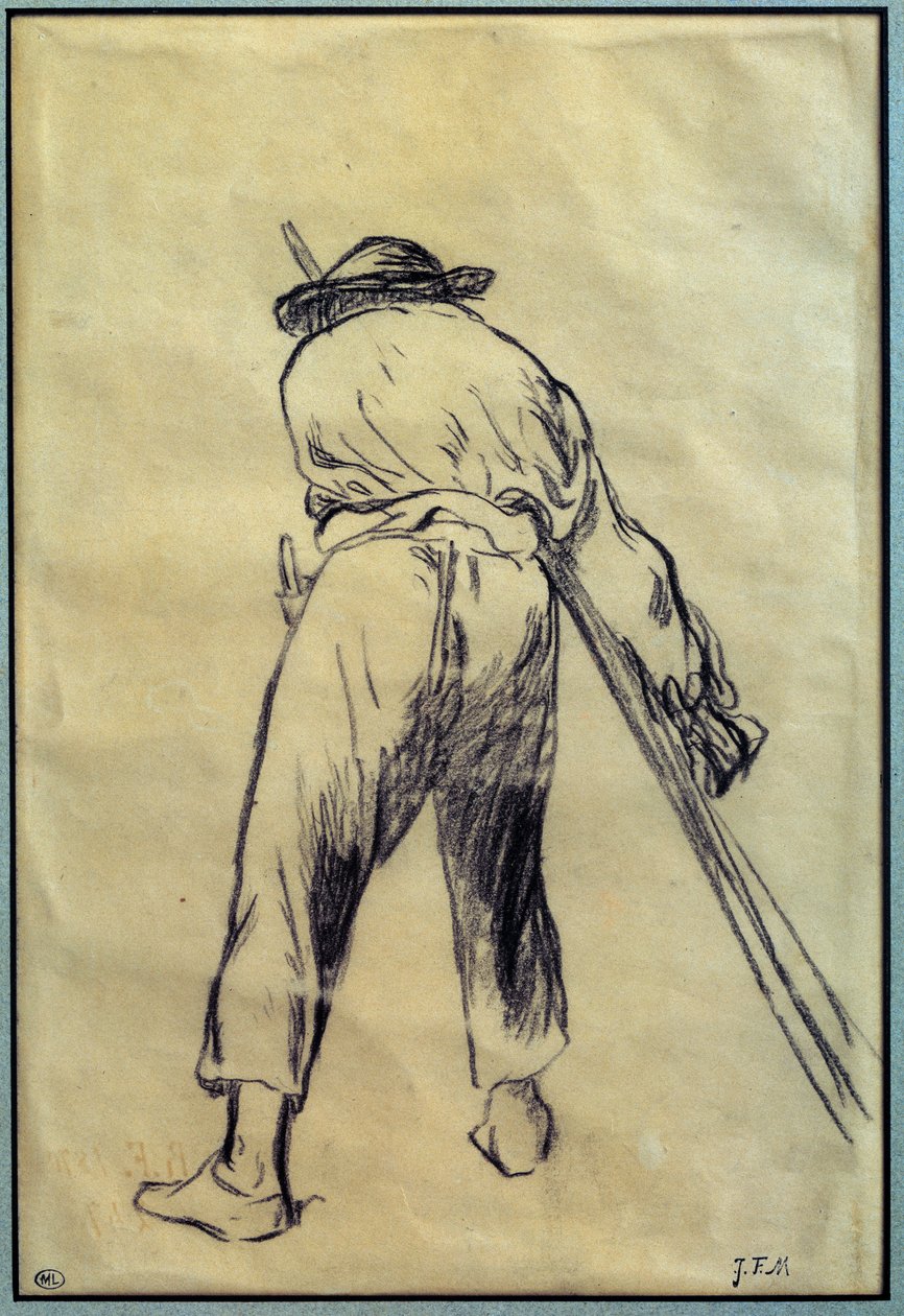 Jean Francois Millet (1814-1875) tarafından Orakçı Çizimi Hazırlanması 19. yüzyıl Paris, Louvre Müzesi by Jean Francois Millet