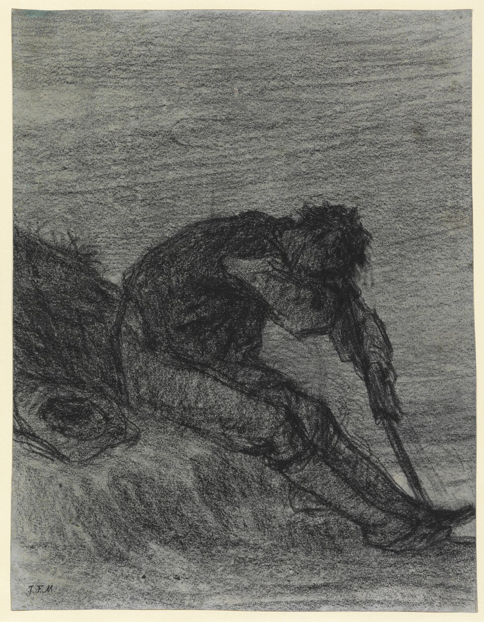 Yorgun Haymaker (kağıt üzerinde siyah tebeşir) by Jean Francois Millet
