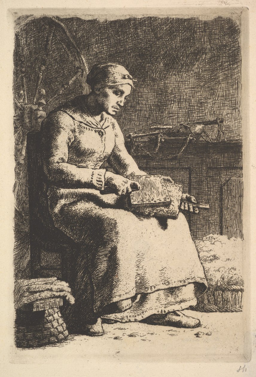 Yün Tarakçısı, 1834–75 by Jean Francois Millet