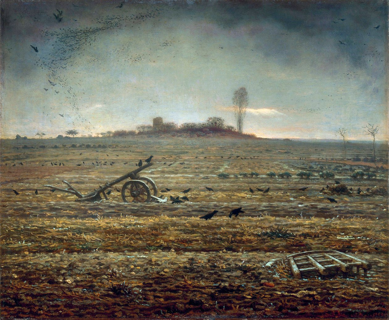 Tırmık ve Pulluk ile Chailly ovası (tuval üzerine yağlı boya by Jean Francois Millet