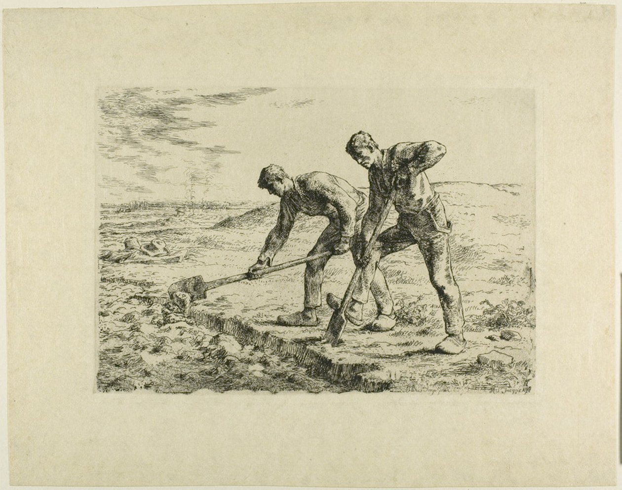 iki adam kazma by Jean Francois Millet