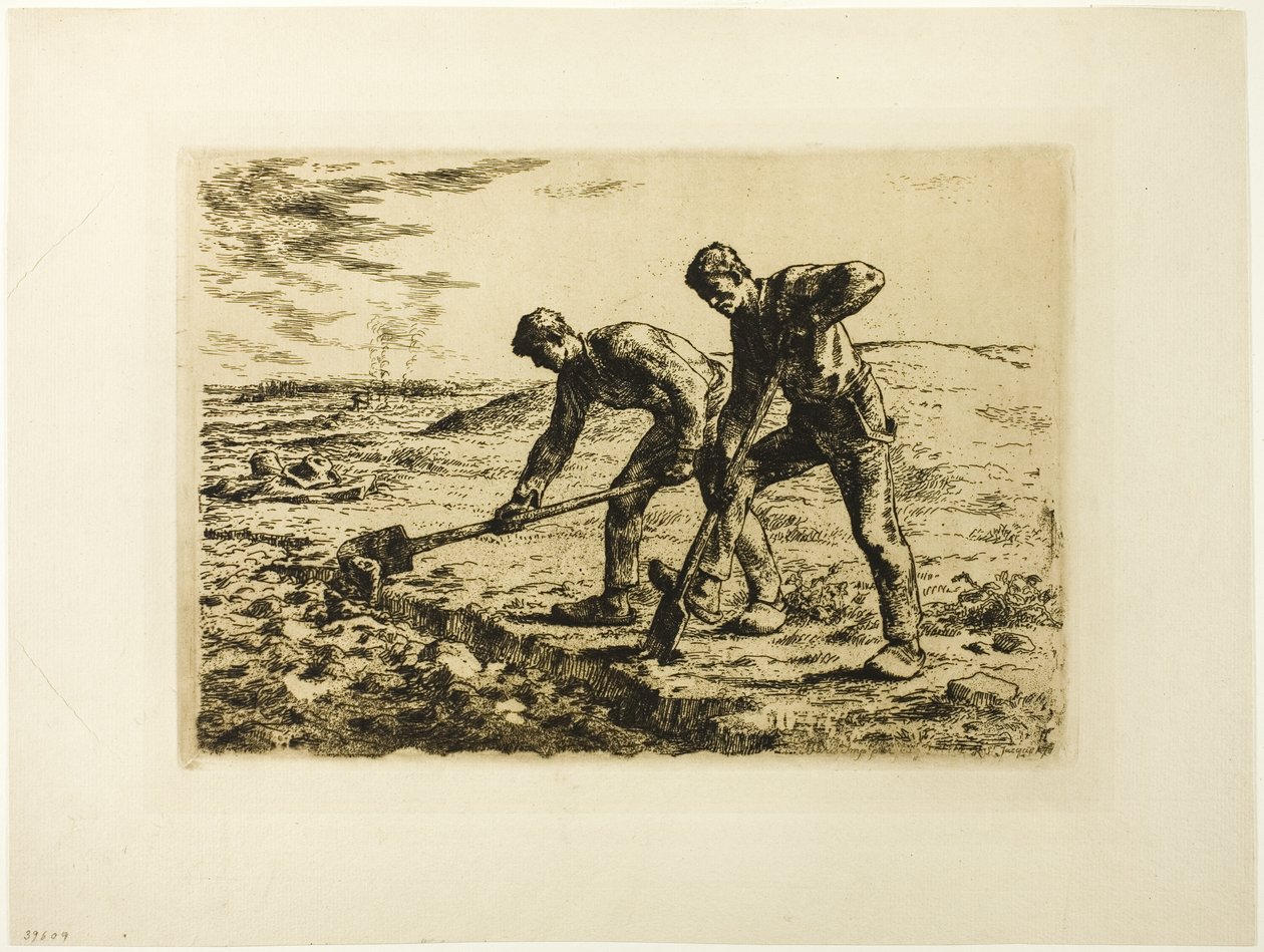 iki adam kazma by Jean Francois Millet