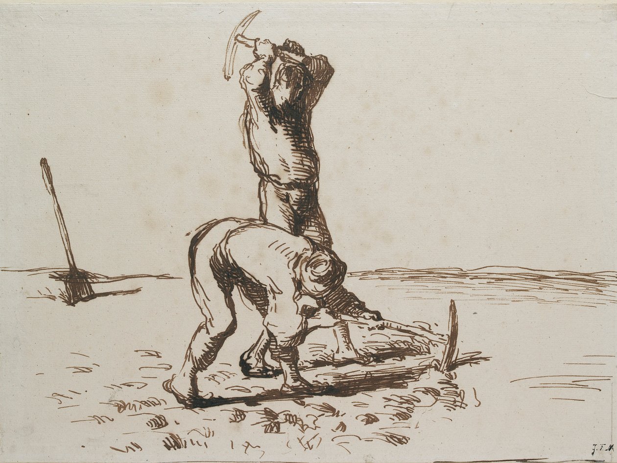 Kazmalarla Kazan İki Köylü, c1844-1846 by Jean Francois Millet