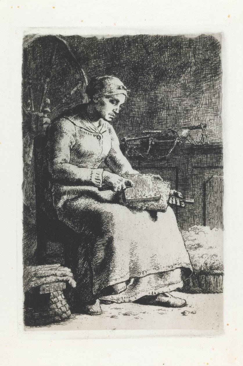 Kadın Tarak Yün by Jean Francois Millet