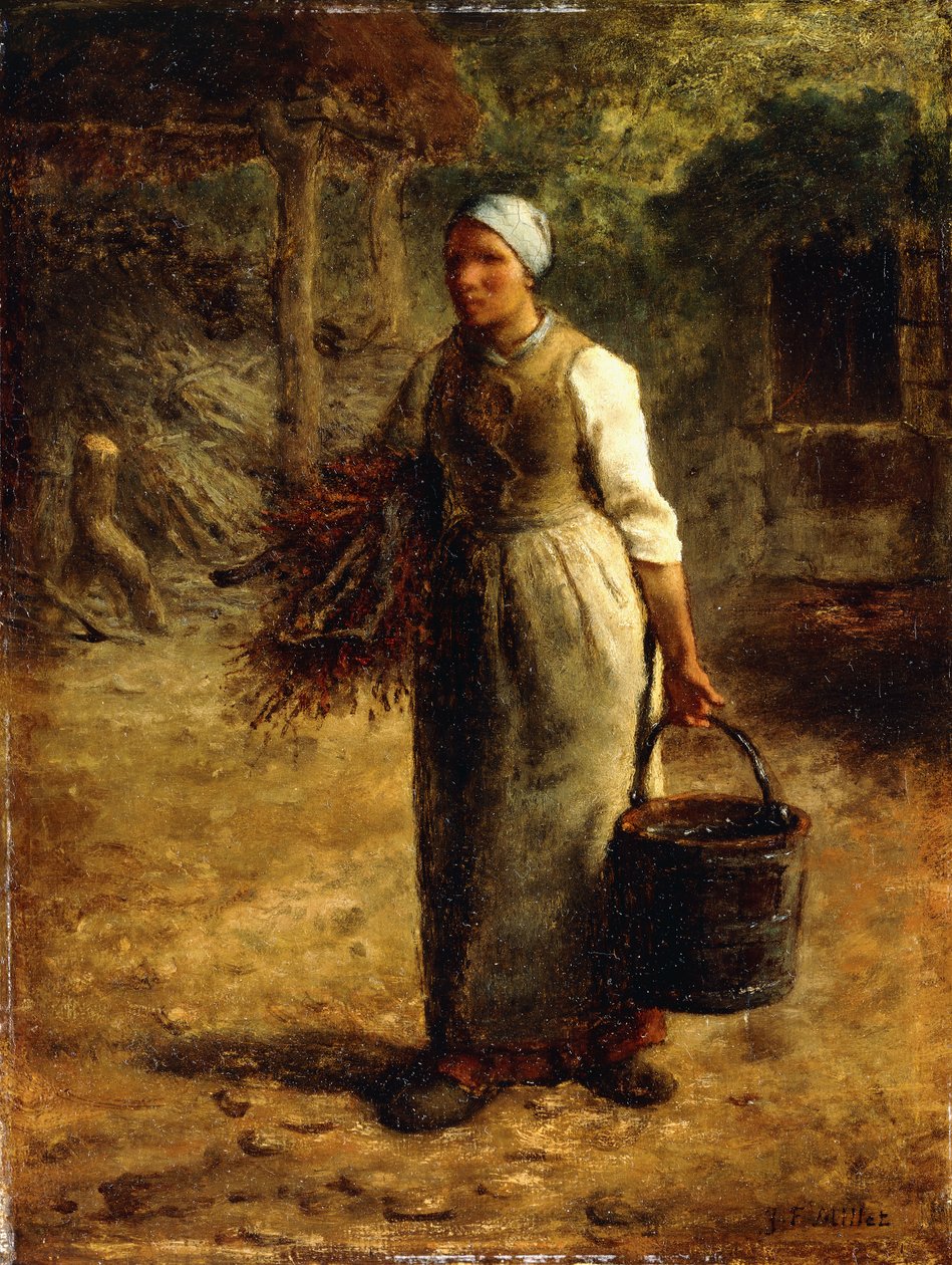 Yakacak Odun ve Kova Taşıyan Kadın, 1858-60 dolayları by Jean Francois Millet