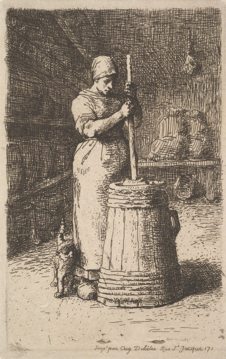 Tereyağı Çalkalayan Kadın, 1855-56 by Jean Francois Millet