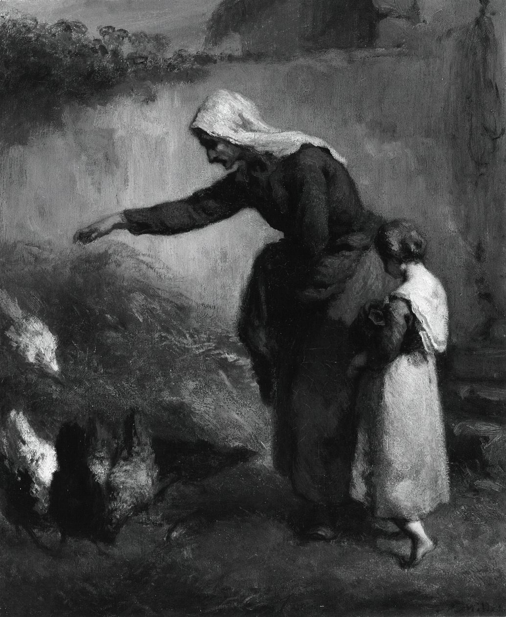 Tavuk Besleyen Kadın, 184648. by Jean Francois Millet