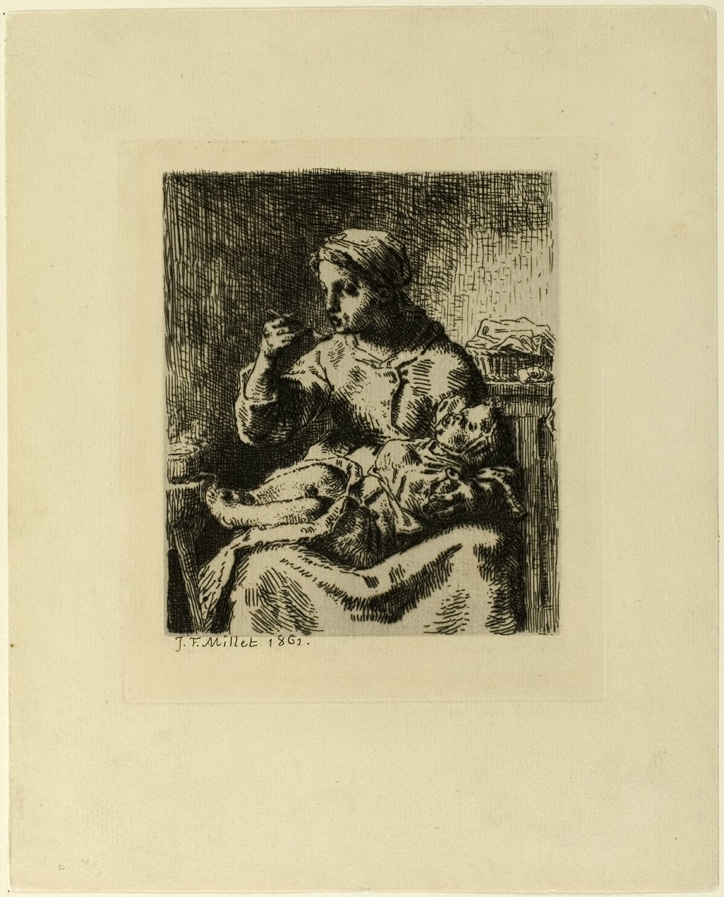 çocuğunu besleyen kadın by Jean Francois Millet