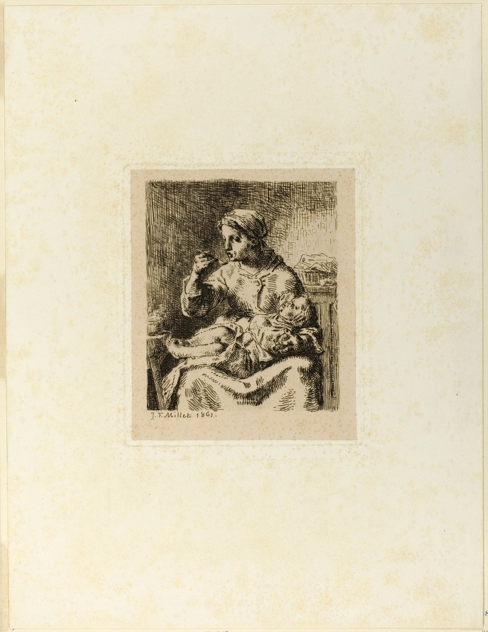 çocuğunu besleyen kadın by Jean Francois Millet