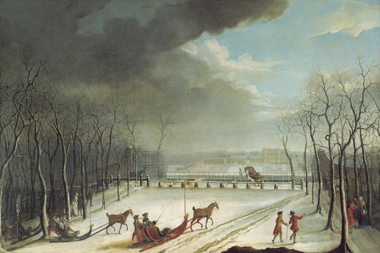 The Prince of Conde Hunting in a Sleigh in 1767  by Jean Francois Perdrix