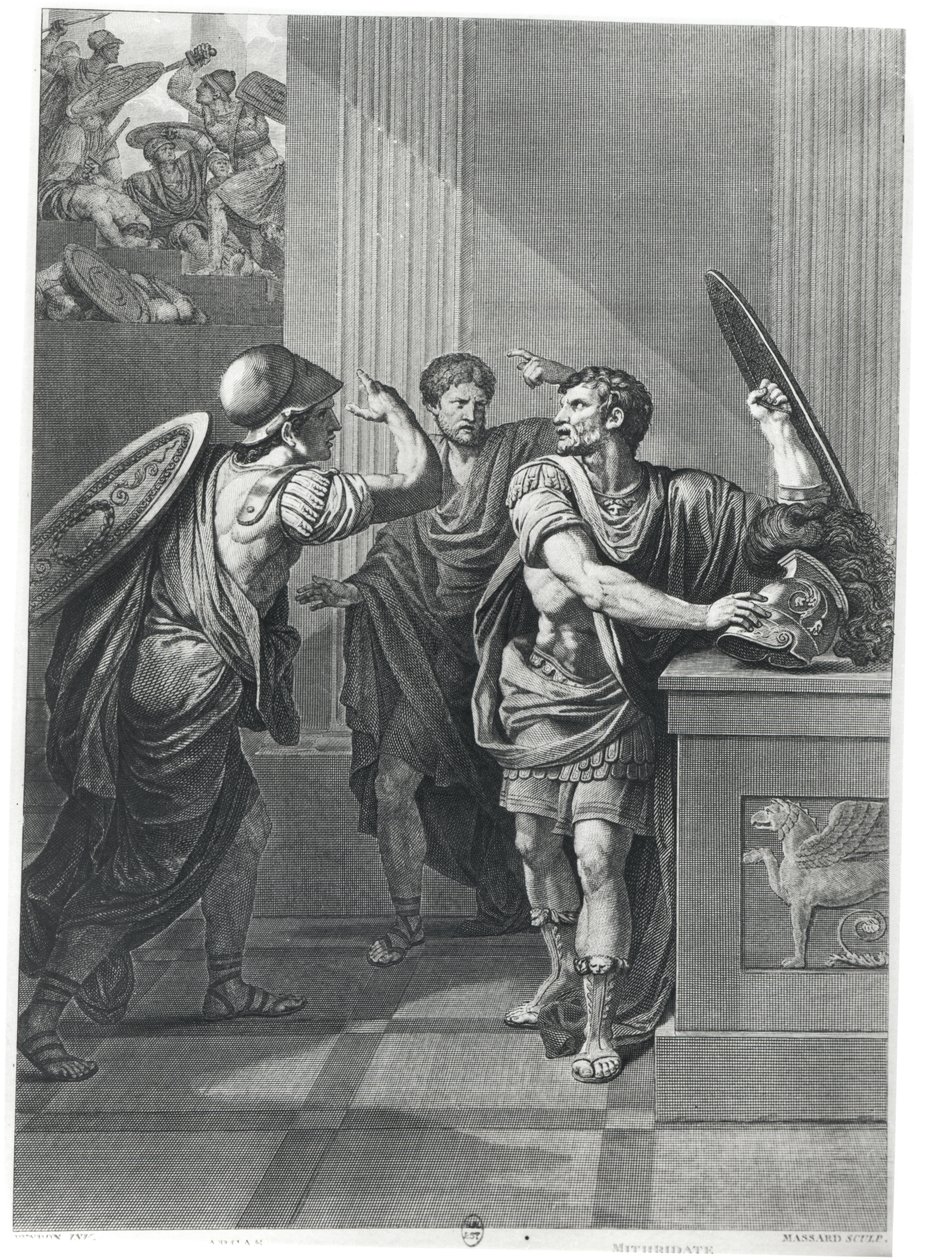 Arcan ve Mithridate, Jean Racine (1639-99) tarafından Massard tarafından oyulmuş 