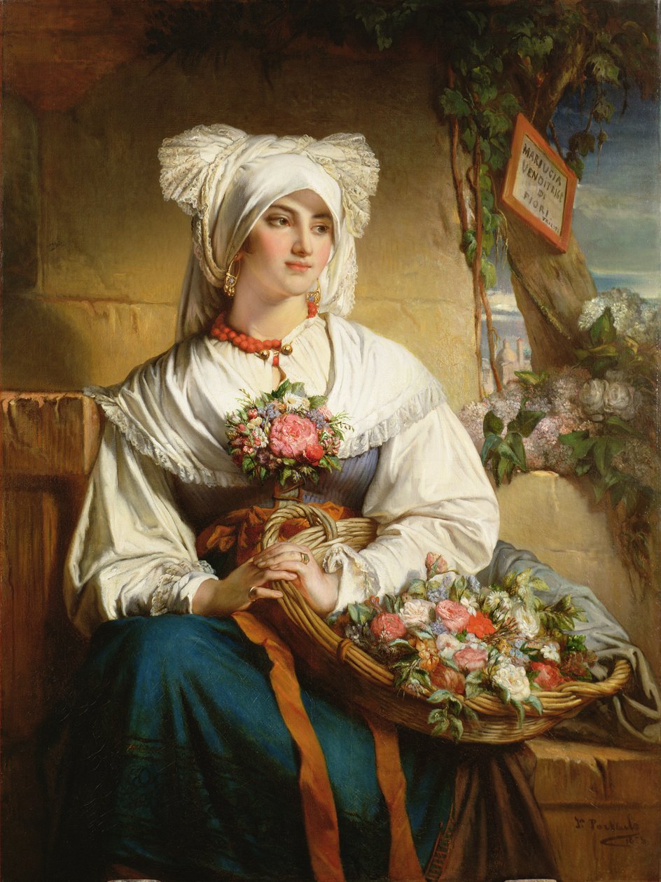 Trieste Çiçekçi Kız by Jean Francois Portaels
