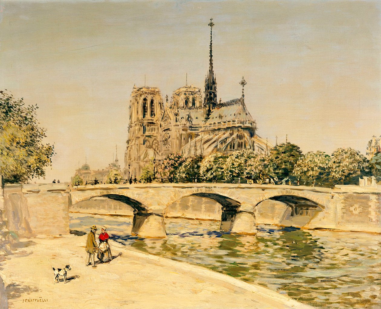 Notre Dame ve Seine by Jean Francois Raffaelli