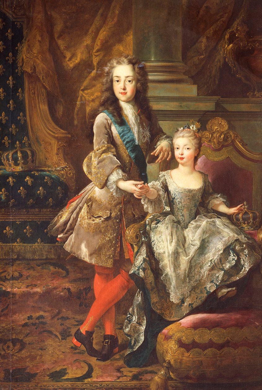 Fransa Kralı XV. Louis'nin Portresi (Versailles 1710-1774) İspanya Kralı Mariana Victoria, İspanya Kralı Infanta (Madrid) ile by Jean François de Troy