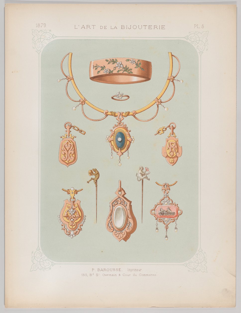 Altın ve Rose Gold Takı Tasarımları, 1879. by Jean François Barousse