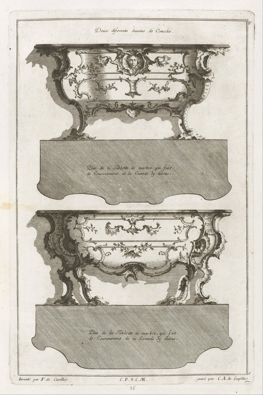 Dressers farklı çizim kitabı by Jean François Cuvilliés