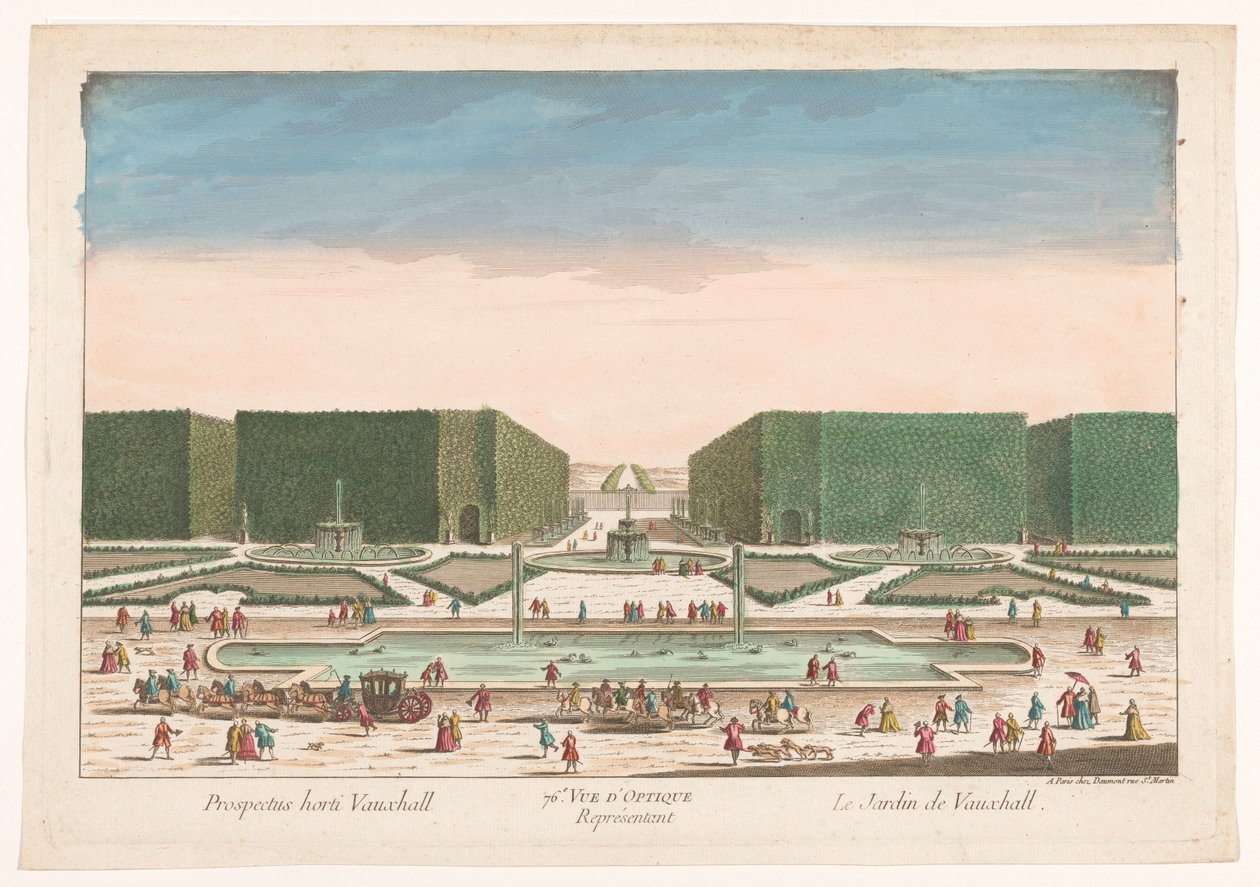 Gezicht op Vauxhall Bahçeleri te Londra 76. Vauxhall Bahçesini temsil eden optik görünüm (nesne üzerindeki başlık) by Jean François Daumont