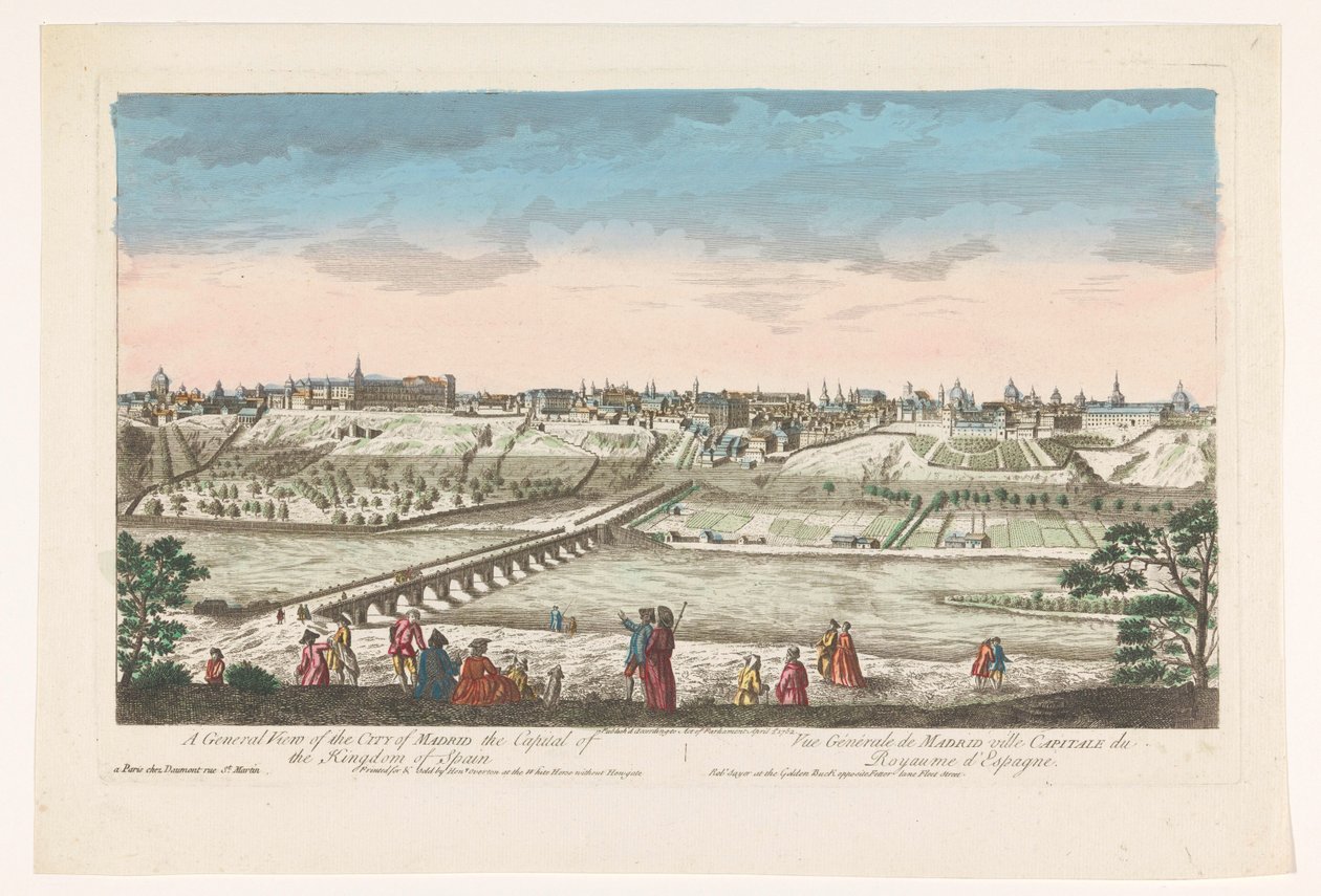 Gezicht op de stad Madrid İspanya krallığının başkenti Madrid şehrinin genel bir görünümü (nesnedeki başlık) by Jean François Daumont