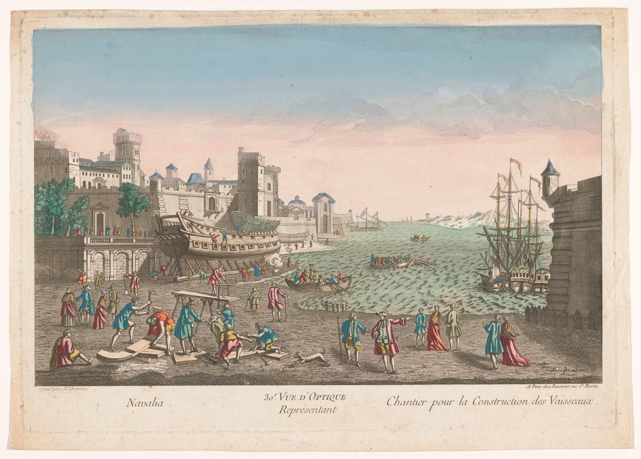 30. bir tersanenin görünümü. Vüe d'optique temsilcisi chantier pour la insaat de vaisseaux (nesne üzerindeki başlık) by Jean François Daumont