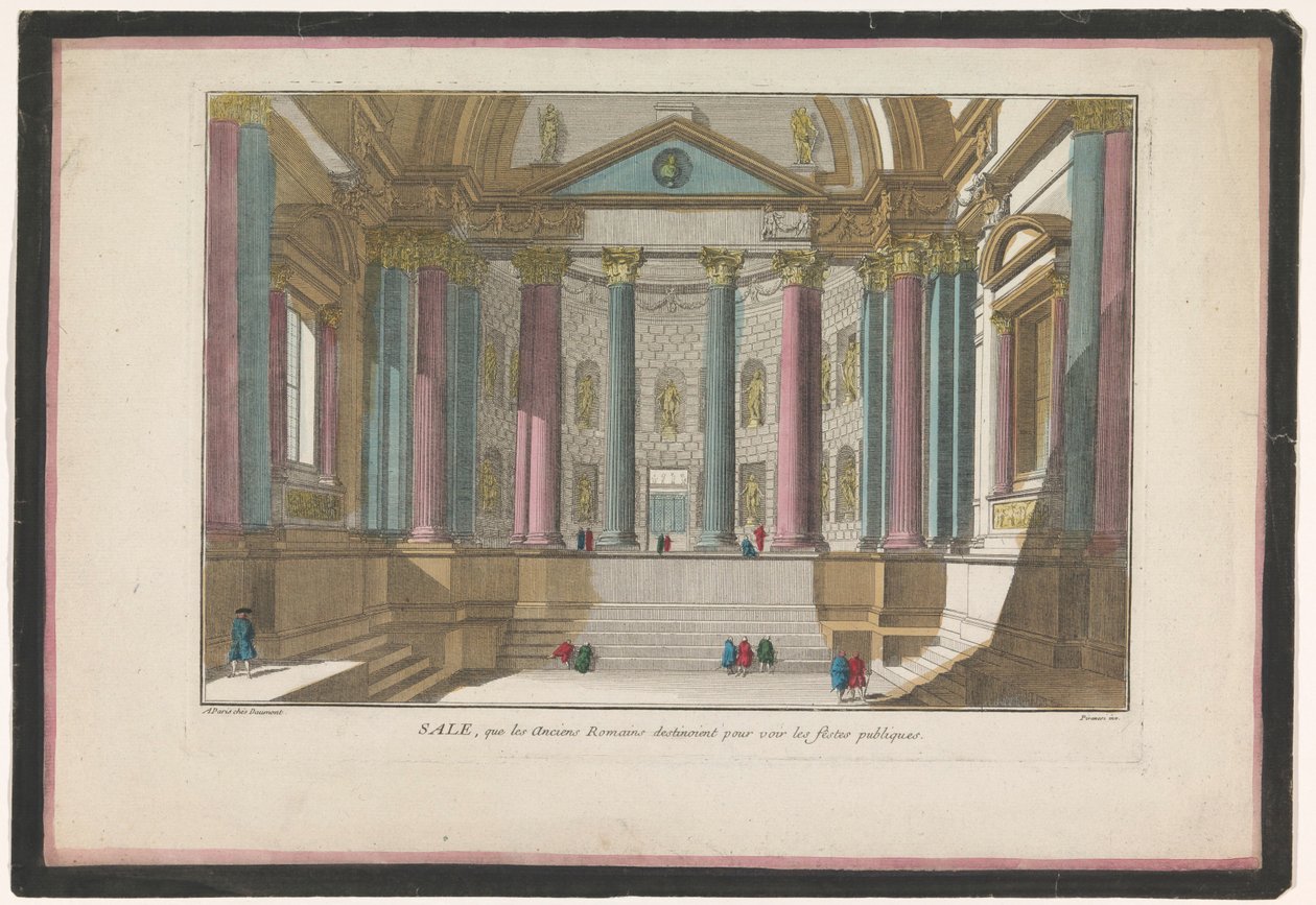 Bir Roma binasının iç görünümü Satış, que les anciens Romains destinoient pour voir les fêstes publiques (nesne üzerindeki başlık) by Jean François Daumont