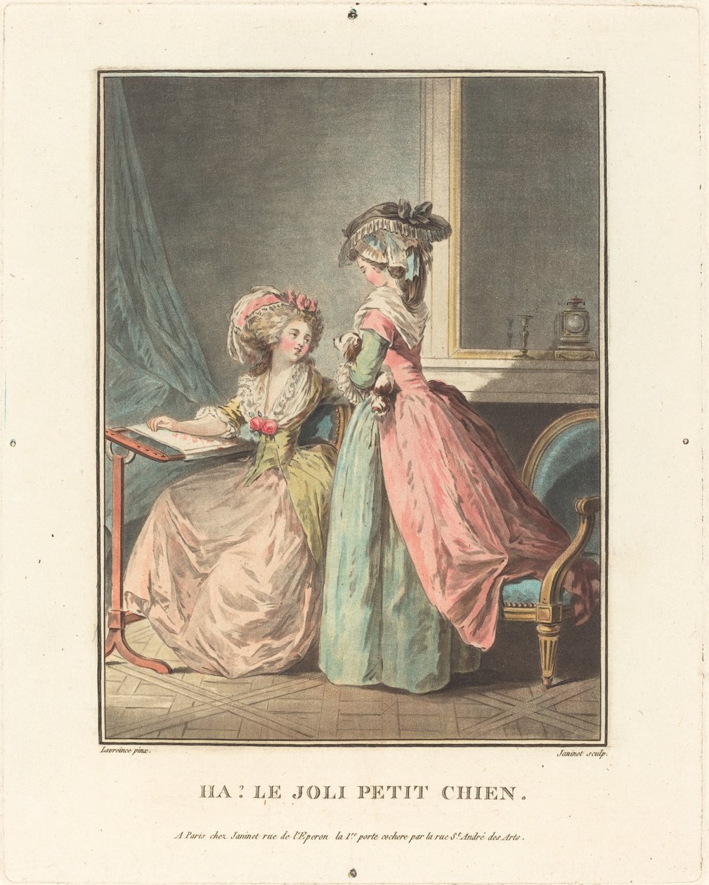Ha! sevimli küçük köpek by Jean François Janinet after Nicolas Lavreince