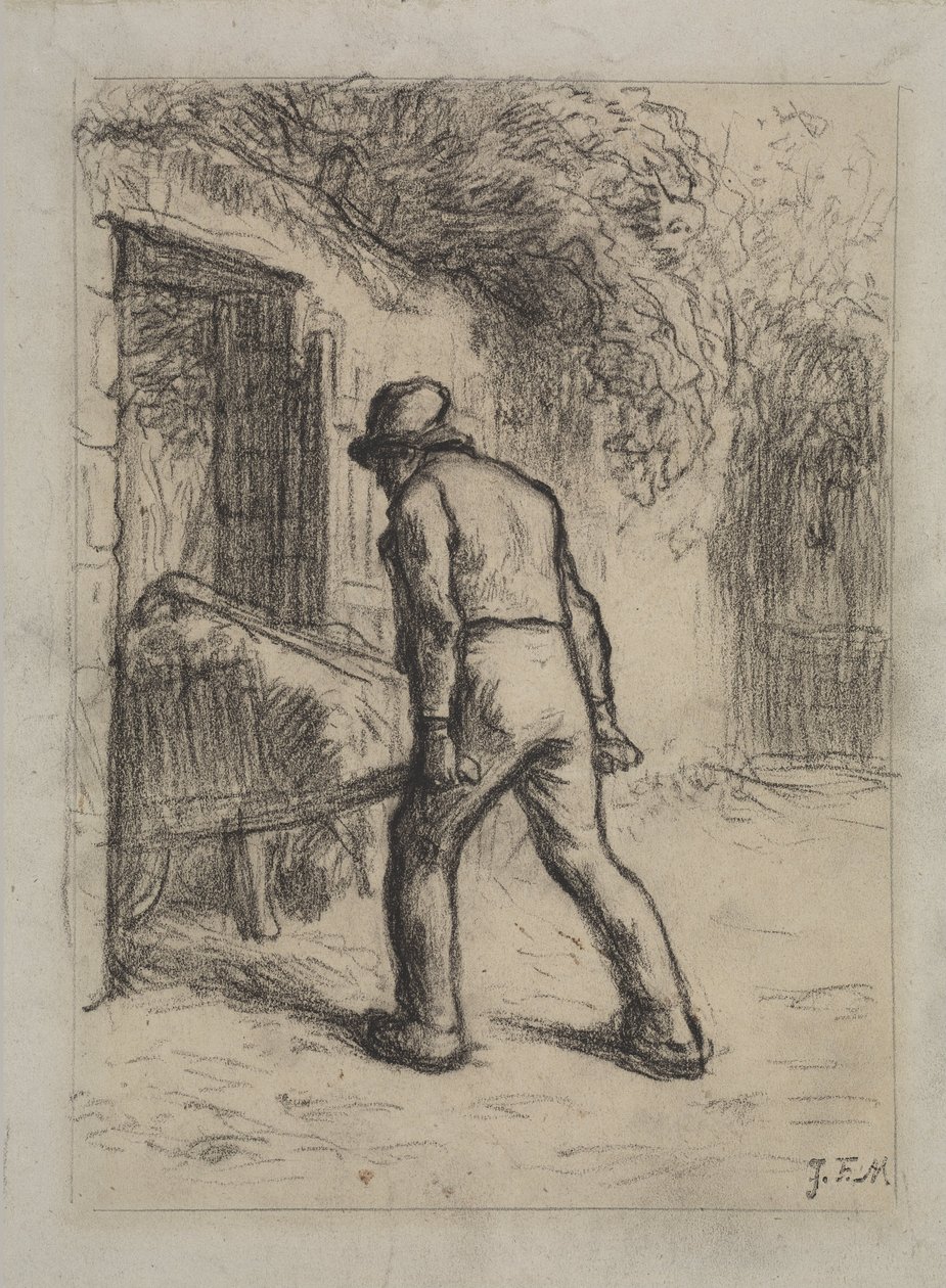El Arabalı Adam için Çalışma by Jean Francois Millet