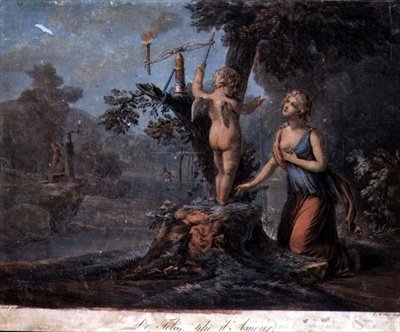 Pierre Michel Alix (1762-1817) tarafından oyulmuş Aşk Semaforu (renkli gravür) by Jean Frederic (after) Schall
