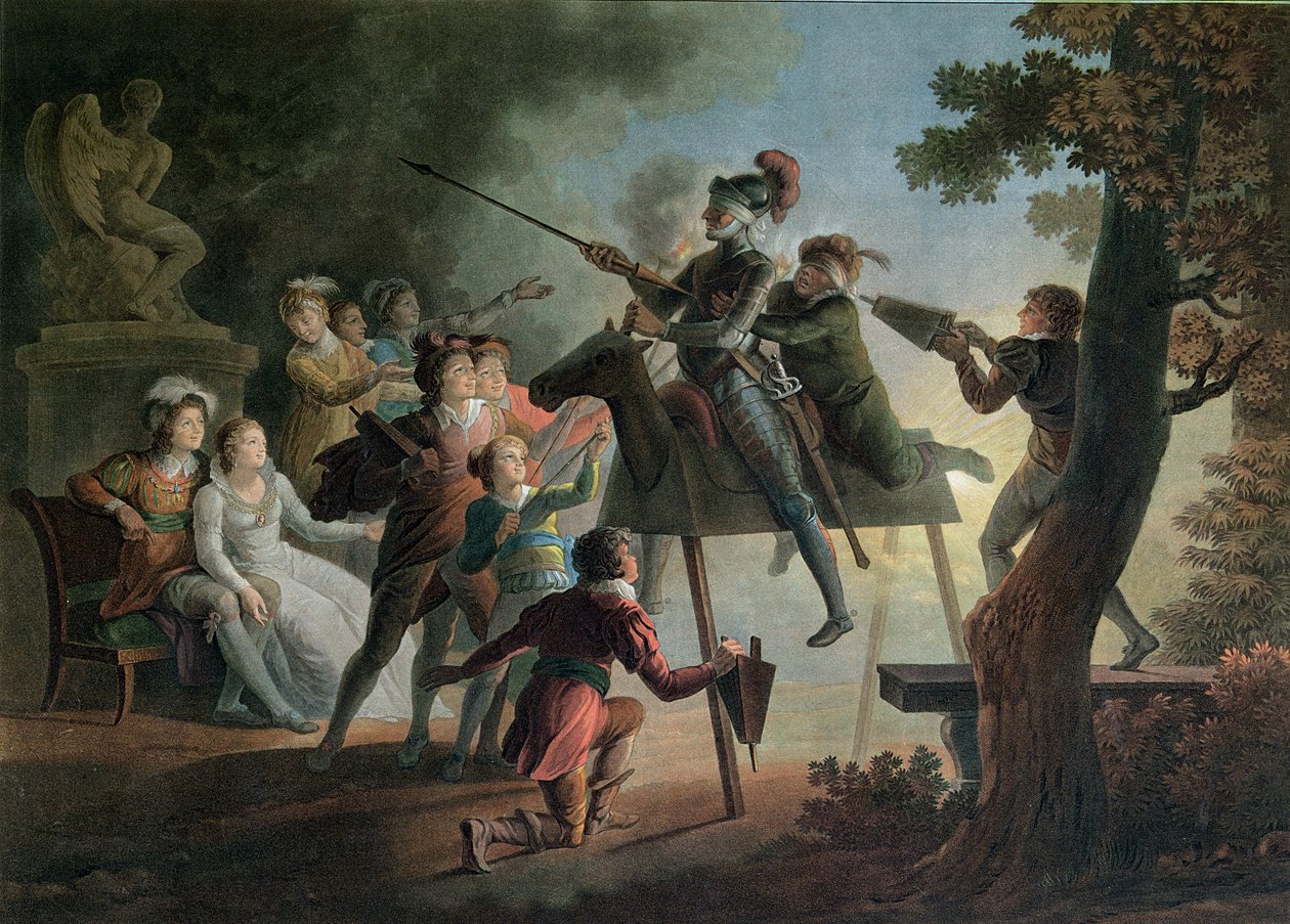 Tahta At Üzerinde Don Kişot ve Sancho Panza by Jean Frederic Schall